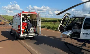 Capotamento na BR-163 deixa motorista de 60 anos ferido