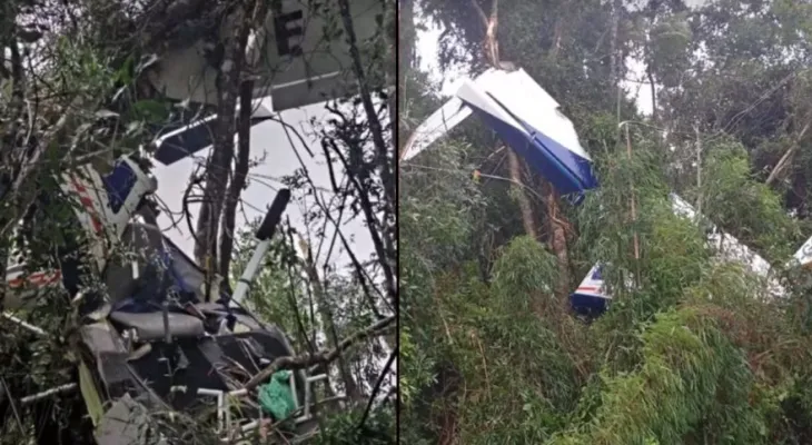 Avião monomotor cai em área rural de Piên e piloto morre no local