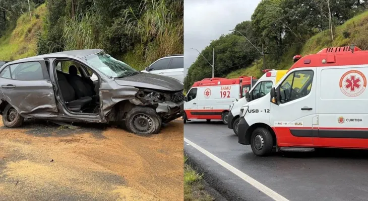Acidente na BR-277 em Curitiba deixa três feridos perto do Parque Barigui