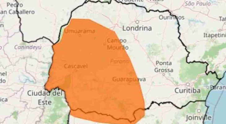 Tempestade coloca Oeste do Paraná em alerta com risco de granizo e ventos de até 100 km/h