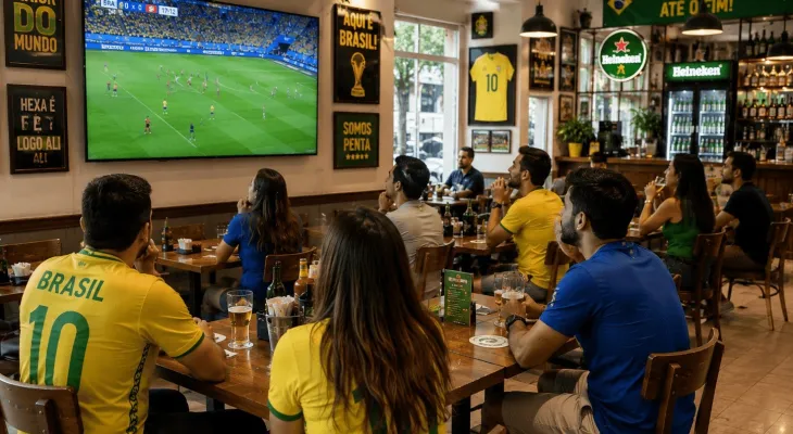 Abrabar projeta alta de até 70% no movimento de bares durante jogos do Brasil