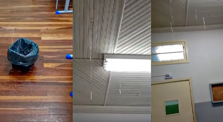 Goteiras e infiltrações voltam a expor problemas em colégio entregue a iniciativa privada em Guarapuava