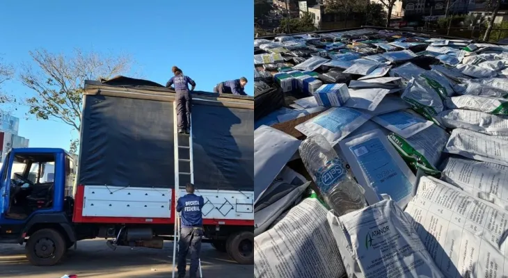 Receita Federal apreende caminhão com R$ 500 mil em mercadorias contrabandeadas em Foz do Iguaçu