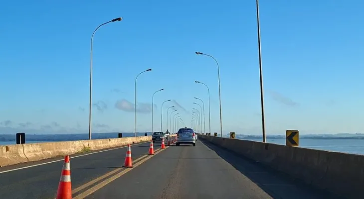 Obras na Ponte Ayrton Senna avançam; veja como fica o trânsito entre Paraná e MS